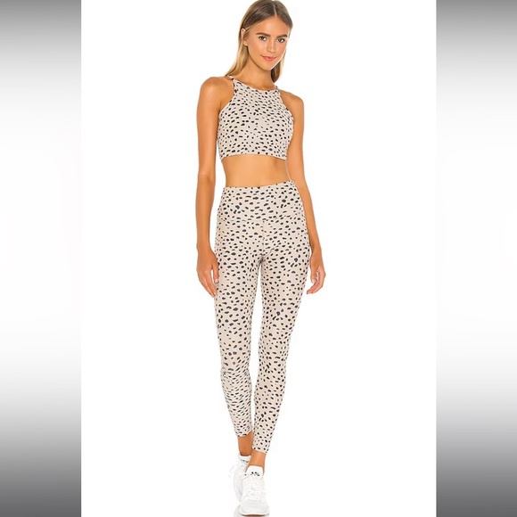 Beach Riot Taupe Spot Animal Print Ribbed Ayla Leggings - Picture 10 of 10